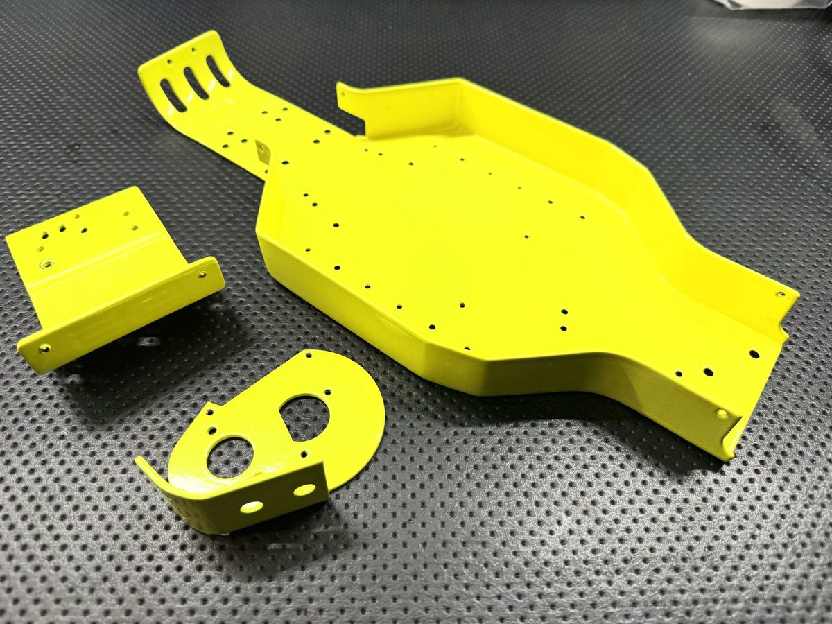 Vintage Team Associated RC10 Aluminum Tub Chassis Yellow Powder Coat w/ Plates