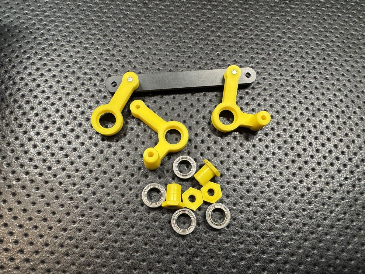 Vintage A&L RC10 Yellow Steering Bellcrank Set w/ Aluminum Drag Link