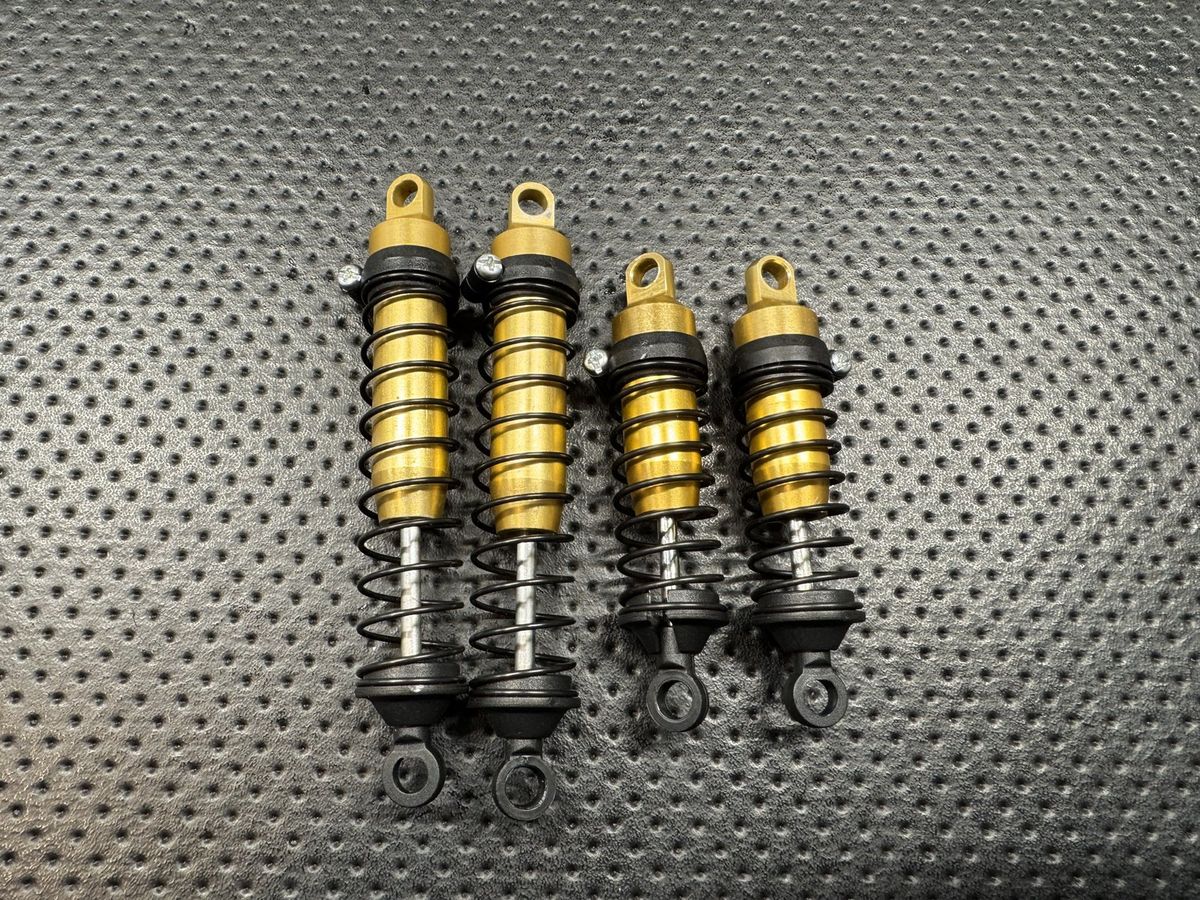 Vintage Kyosho Gold Aluminum Shocks Set of 4 F/R w/ Black Springs