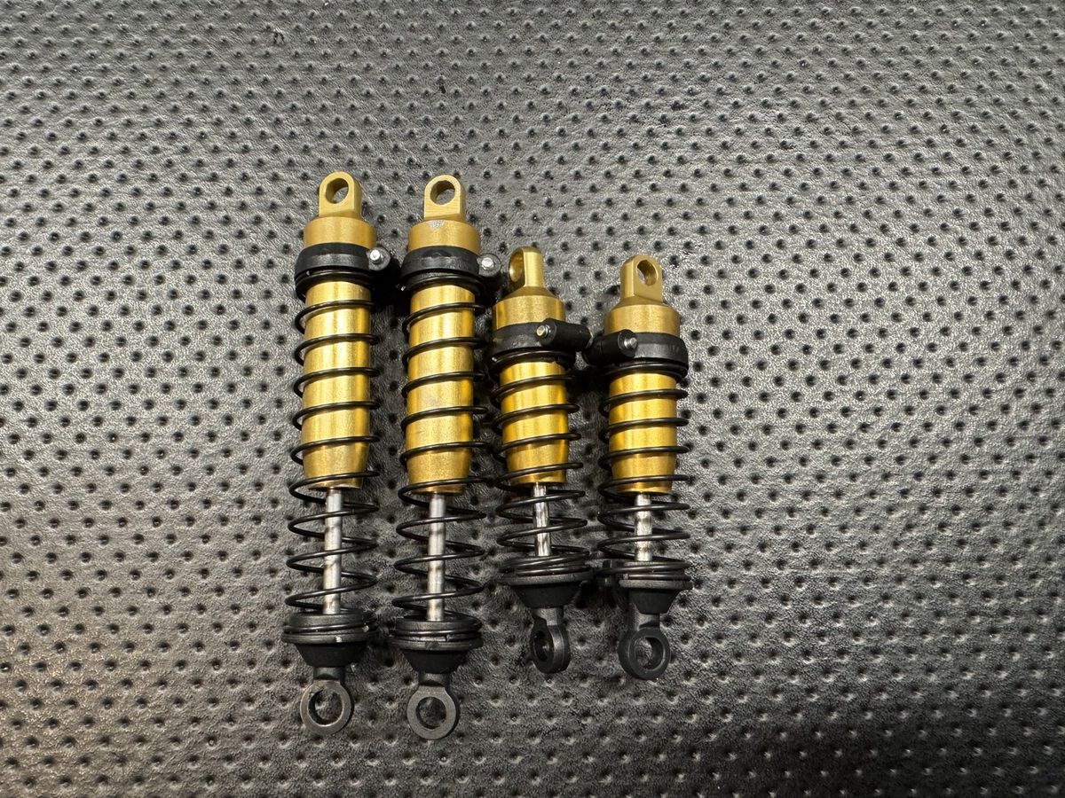 Vintage Kyosho Gold Aluminum Shocks Set of 4 F/R w/ Black Springs photo 2